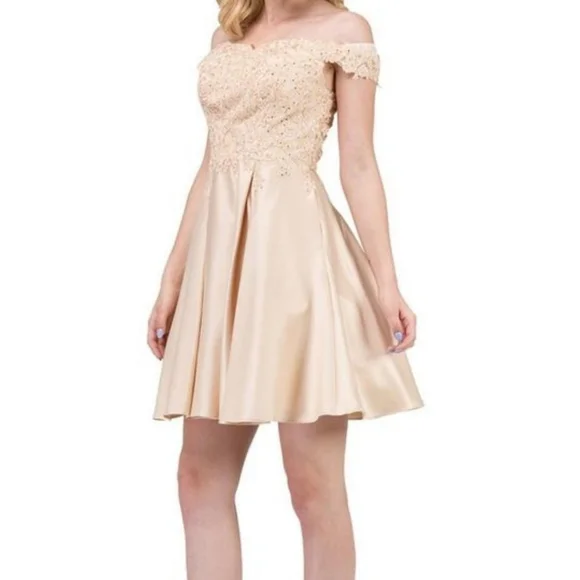 Dancing Queen | Dresses | Dancing Queen Offshoulder Aline Cocktail Dress  Champaign Size Medium | Poshmark